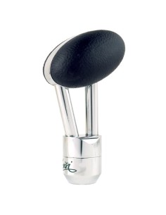 Pomello cambio universale GT in alluminio cromato con inserti in pelle nera