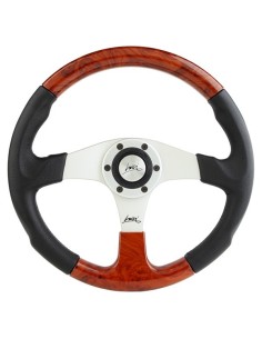 Volante universale Luisi Evolution 2B 360mm in poliuretano nero e radica lo