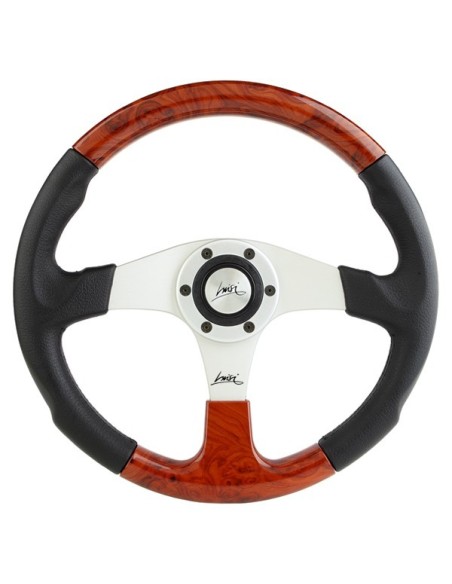 Volante universale Luisi Evolution 2B 360mm in poliuretano nero e radica lo