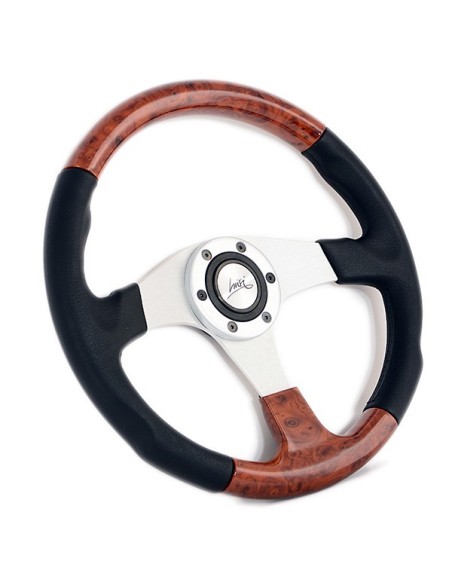 Volante universale Luisi Evolution 2B 360mm in poliuretano nero e radica lo