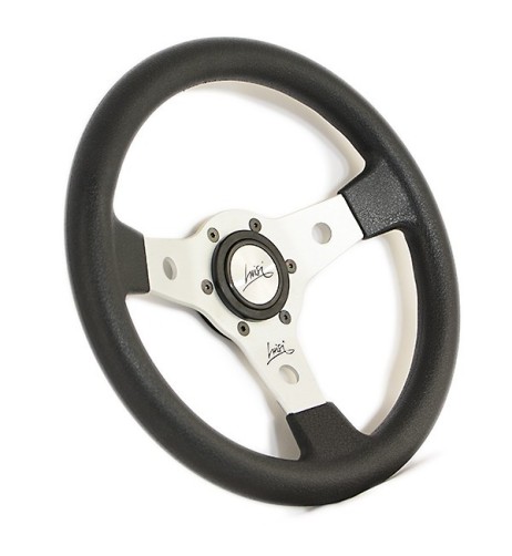 Volante universale Luisi Falcon 31 310mm in tanegum nero con razza bianca