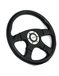 Volante universale Luisi Vincent 365mm in poliuretano nero e argento