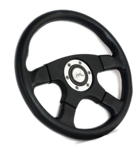 Volante universale Luisi Vincent 365mm in poliuretano nero e argento