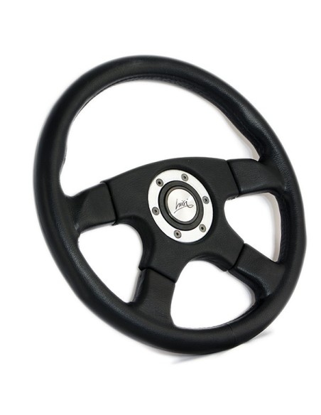 Volante universale Luisi Vincent 365mm in poliuretano nero e argento