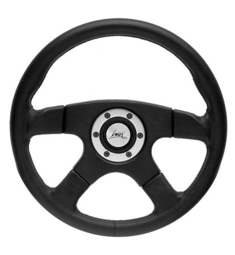 Volante universale Luisi Vincent 365mm in poliuretano nero e argento