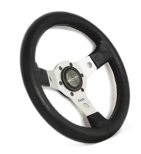 Volante universale vintage Luisi Nibbio 320mm in poliuretano con razza argento