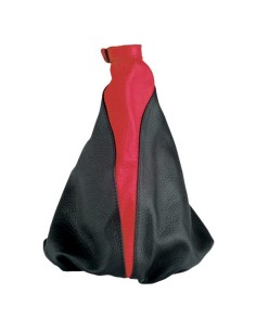 Cuffia cambio in pelle nera con inserto in pelle rossa