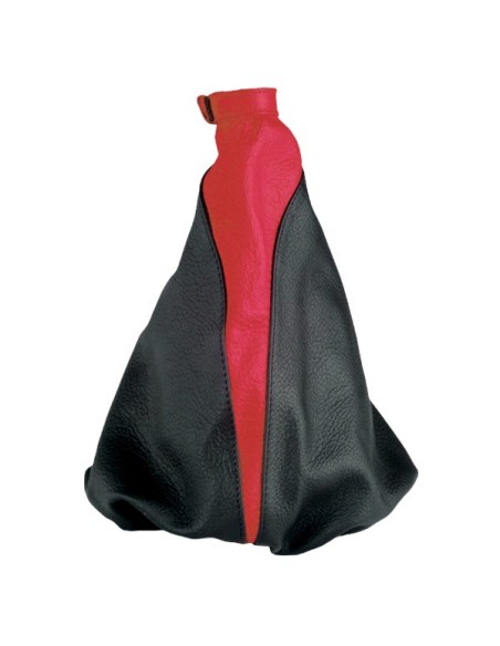 Cuffia cambio in pelle nera con inserto in pelle rossa
