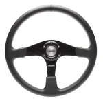Volante sportivo Tuning Defender eco-pelle nero 380mm razze satinate