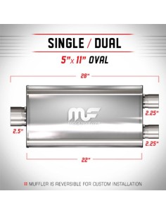Silenziatore universale Magnaflow 5x11 x28 uscite 2 5 2 25 Dual