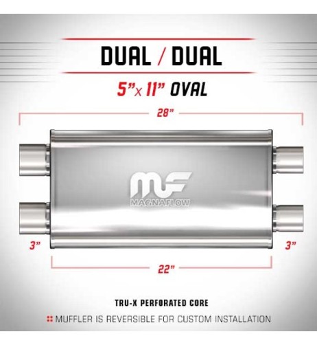 Silenziatore universale Magnaflow 5x11 x28 uscite 3 3 Dual