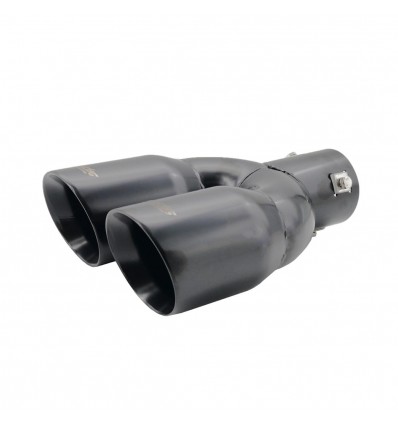 Terminale scarico universale tuning inox nero doppio inclinato 35-56mm TRX/92N