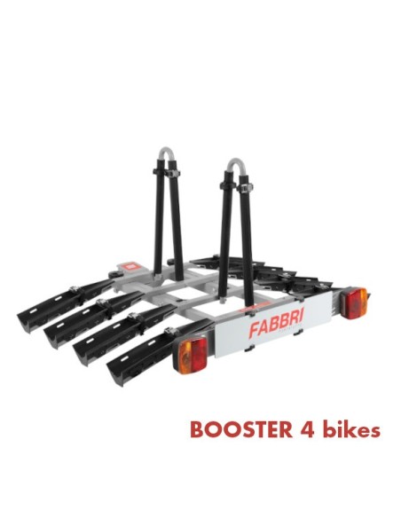 Portabici booster 4 bici posteriore in alluminio per gancio traino