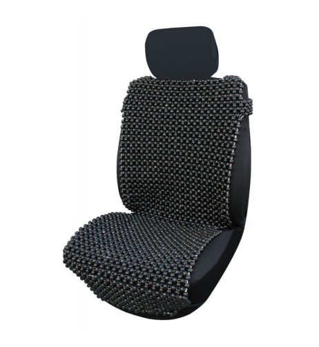 Coprisedile singolo schienale in palline di legno colore nero