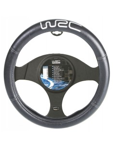 Coprivolante auto 35 38cm universale WRC Similpelle nero con logo bianco