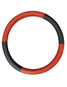 Coprivolante auto 37 39cm universale sportivo ecopelle nero rosso