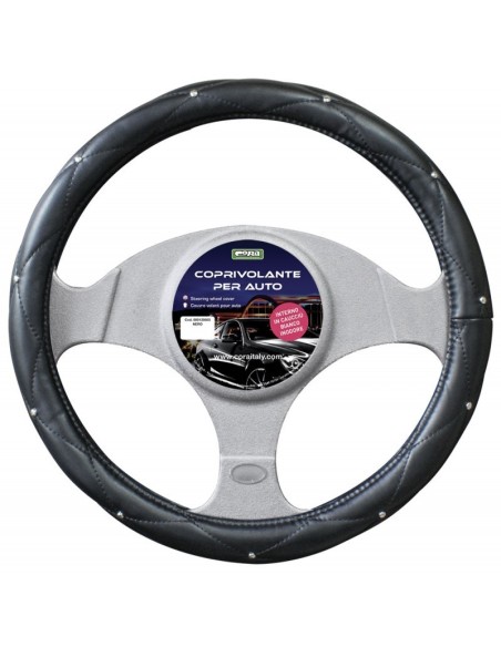 Coprivolante auto 37 39cm universale trapuntanto ecopelle con borchie