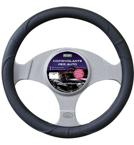 Coprivolante auto 37 39cm universale vera pelle colore nero 000120804