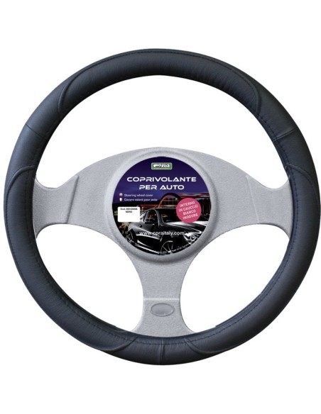 Coprivolante auto 37 39cm universale vera pelle colore nero 000120804
