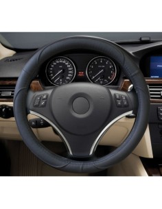 Coprivolante auto 37 39cm universale vera pelle colore nero 000120804 2