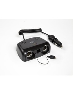 Doppia presa accendisigari 12V 10A con tester batteria e presa mini USB RING