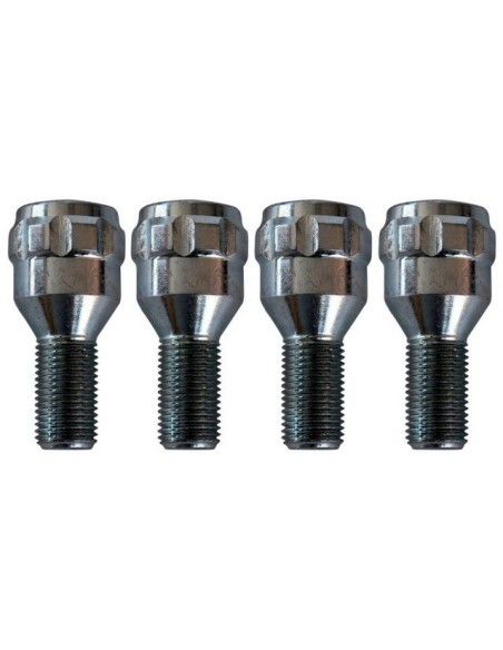 Kit 4 bulloni antifurto ruote auto cerchi in acciaio M12x1.25 21mm T19 60 gradi