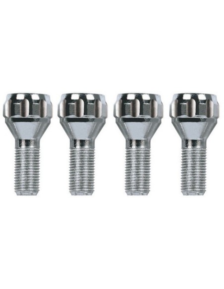 Kit 4 bulloni antifurto ruote auto cerchi in acciaio M12x1 25 26mm T19 60 g