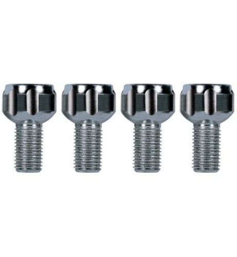 Kit 4 bulloni antifurto ruote auto cerchi in acciaio M12x1.50 26mm T15 sferico
