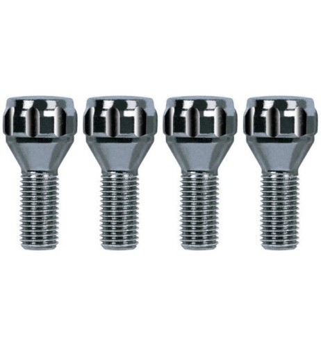 Kit 4 bulloni antifurto ruote auto cerchi in acciaio M12x1.50 26mm T19 60 gradi