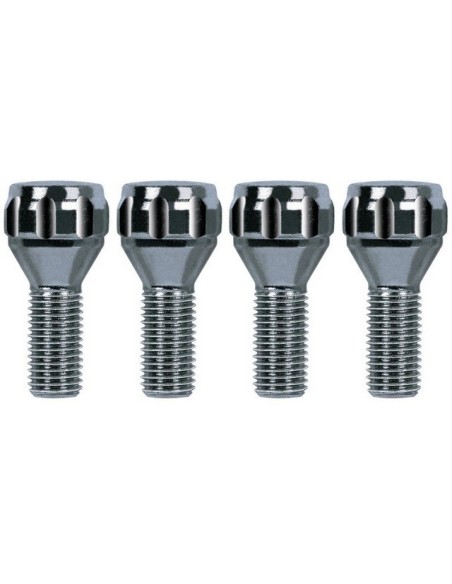 Kit 4 bulloni antifurto ruote auto cerchi in acciaio M12x1.50 26mm T19 60 gradi
