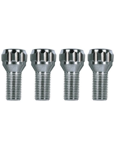 Kit 4 bulloni antifurto ruote auto cerchi in acciaio M14x1.50 25mm T17 sferico