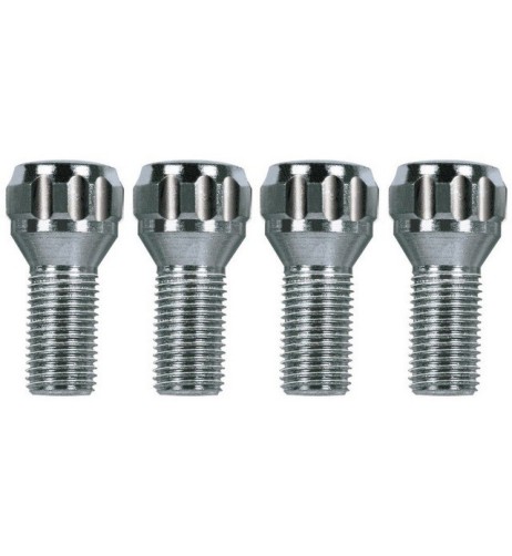 Kit 4 bulloni antifurto ruote auto cerchi in acciaio M14x1.50 26mm T17 60 gradi
