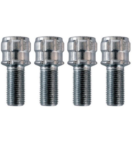 Kit 4 bulloni antifurto ruote auto cerchi in acciaio M14x1.50 29mm T19 sferico
