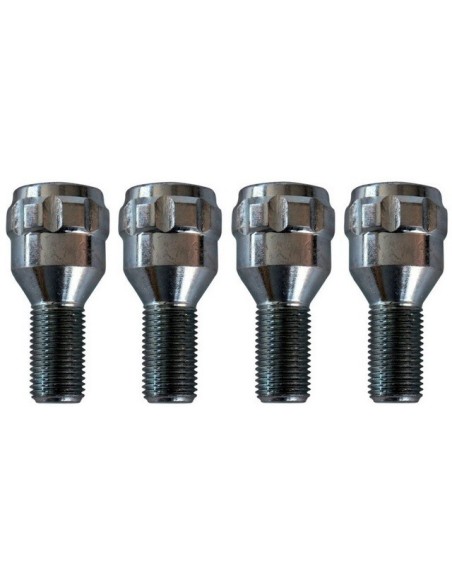 Kit 4 bulloni antifurto ruote auto cerchi in lega M12x1 25 21mm T17 60 grad