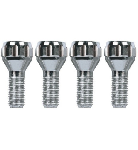 Kit 4 bulloni antifurto ruote auto cerchi in lega M12x1.25 26mm T17 60 gradi