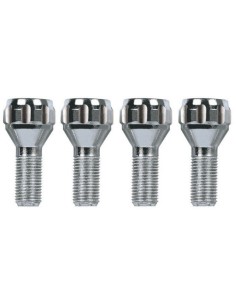 Kit 4 bulloni antifurto ruote auto cerchi in lega M12x1 25 26mm T19 60 grad