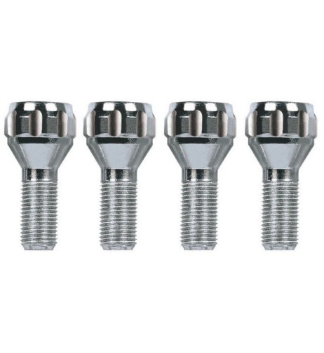 Kit 4 bulloni antifurto ruote auto cerchi in lega M12x1.25 26mm T19 60 gradi