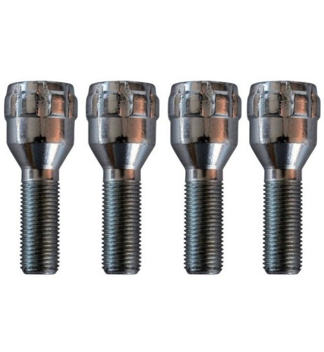 Kit 4 bulloni antifurto ruote auto cerchi in lega M12x1.25 32mm T17 60 gradi
