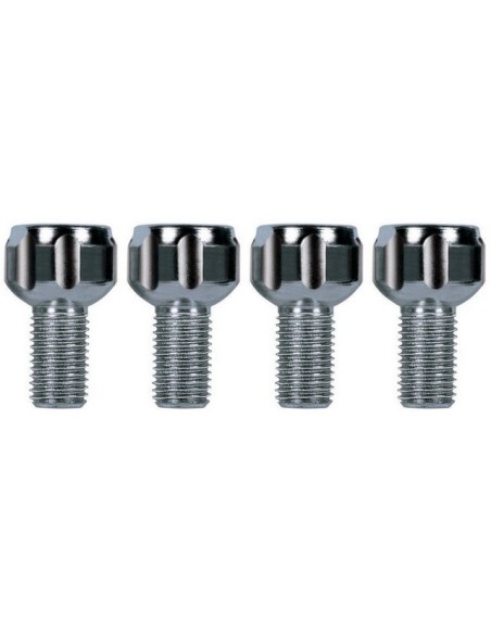 Kit 4 bulloni antifurto ruote auto cerchi in lega M12x1 50 26mm T15 sferico