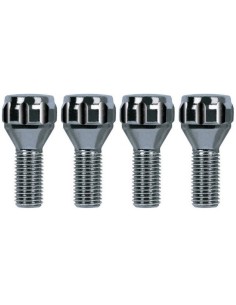 Kit 4 bulloni antifurto ruote auto cerchi in lega M12x1 50 26mm T19 60 grad