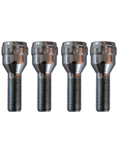 Kit 4 bulloni antifurto ruote auto cerchi in lega M14x1.25 27mm T17 60 gradi