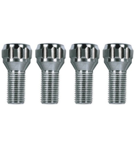 Kit 4 bulloni antifurto ruote auto cerchi in lega M14x1.50 25mm T17 sferico