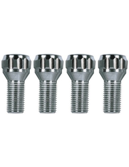 Kit 4 bulloni antifurto ruote auto cerchi in lega M14x1.50 26mm T17 60 gradi