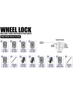 Kit 4 dadi antifurto ruote auto cerchi in lega M 12x1.50 20mm T19 60 gradi 2