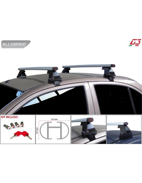 Barre portatutto portapacchi alluminio Fiat Multipla 5p 1999 2010