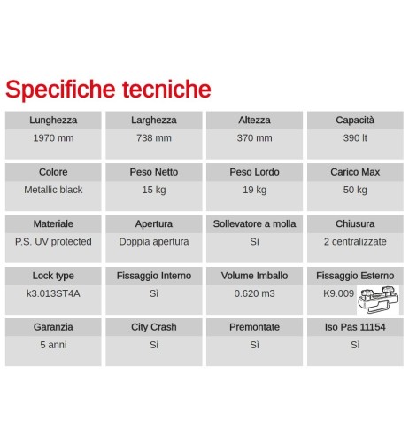 Box Auto Portatutto Portapacchi G3 ARJES 480 Dual Side