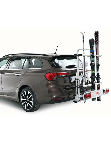 Carrello portasci snowboard universale per gancio traino. Con antifurto