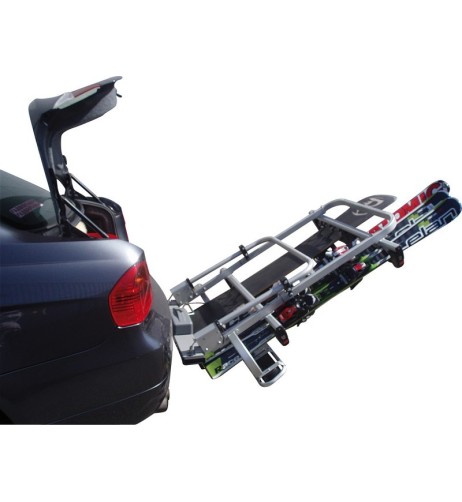 Carrello portasci snowboard universale per gancio traino. Con antifurto