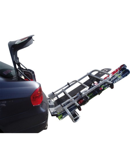 Carrello portasci snowboard universale per gancio traino. Con antifurto