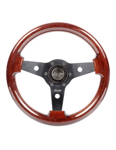 Volante universale vintage Luisi Imola 310mm in mogano con razza nera